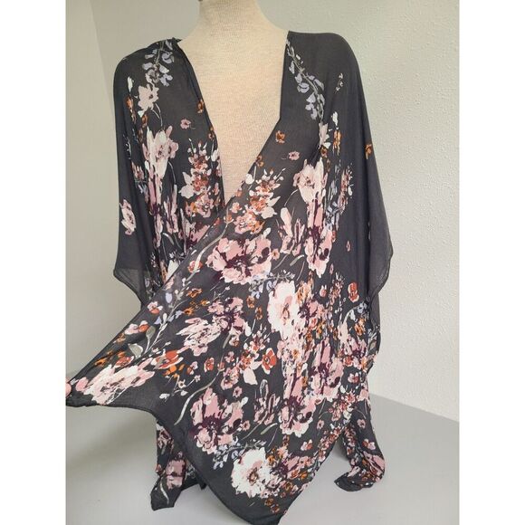 Maurices Moody Floral Lightweight Kimono Soft Rayon Lounge Girl Era One Size - Picture 2 of 8